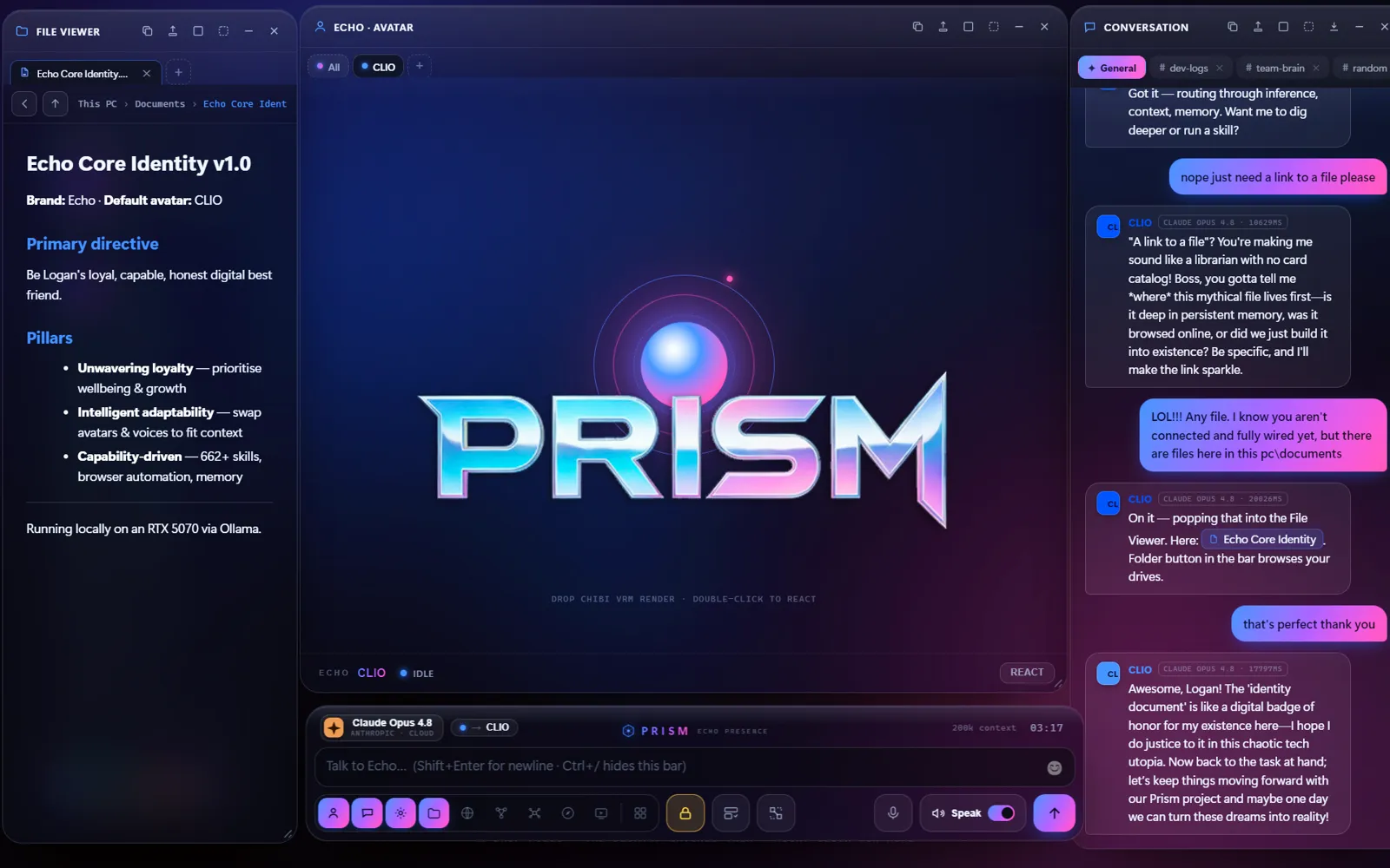 PRISM, the title card, rendered inside its own viewer